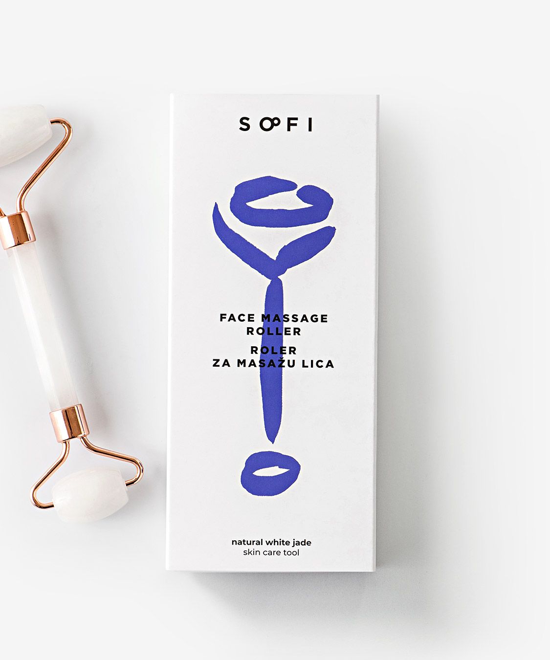 Face massage roller — white jade