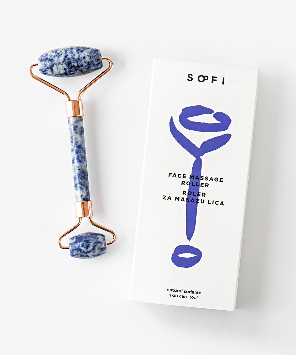 Face massage roller — blue sodalite